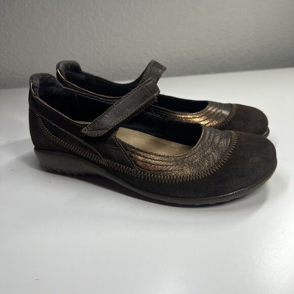 NAOT 37 US 6 Kirei Brown Leather Mary janes Comfort Casual Excellent - Picture 1 of 8